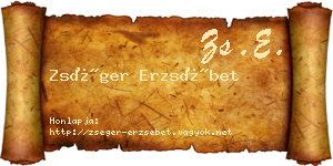 Zséger Erzsébet névjegykártya